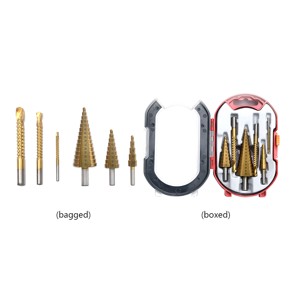 

6pcs Triangular Shank Straight Groove Step Drill Bits+Saw Drills Bit Set, 501 Original