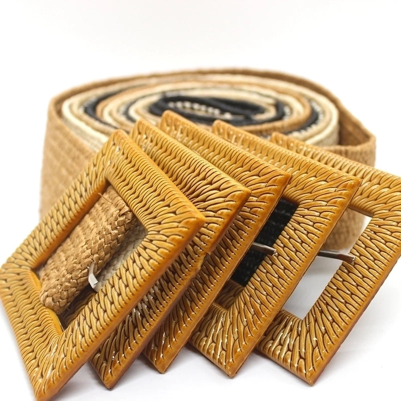 Basic Minimalist Square Straw Women’s Woven Belts