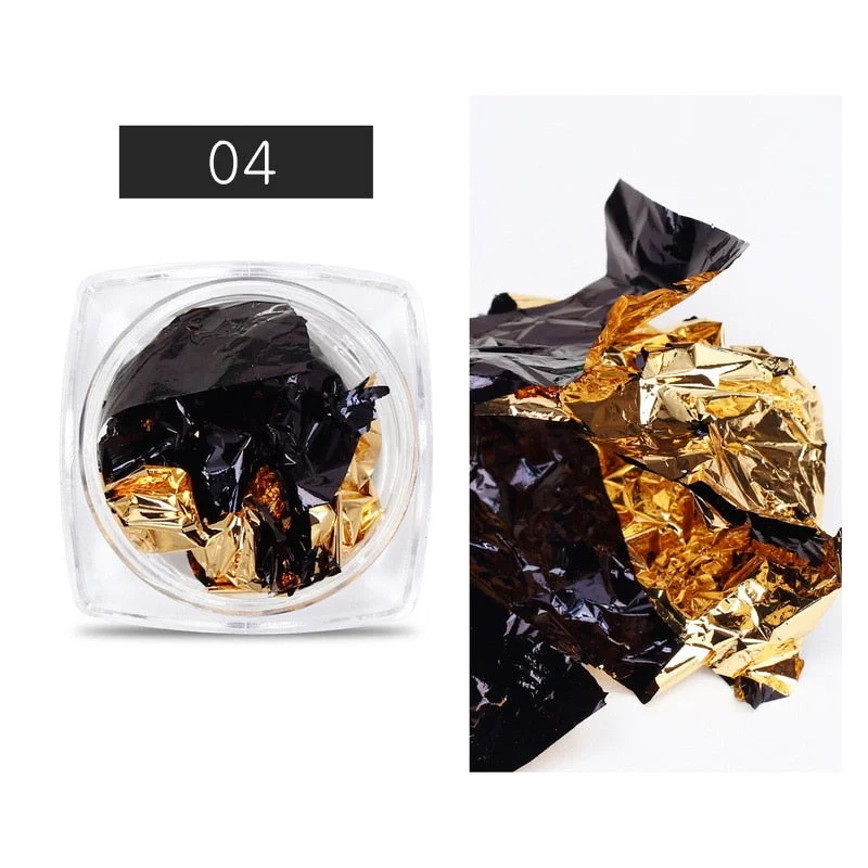 1Box Gold Silver Green Nail Art Foil Paper Colorful Irregular Aluminum Nail Sticker Glitter Gel Polish Decoration