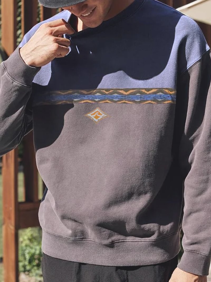Geometric Print Men's Retro Sweatshirt in  mildstyles