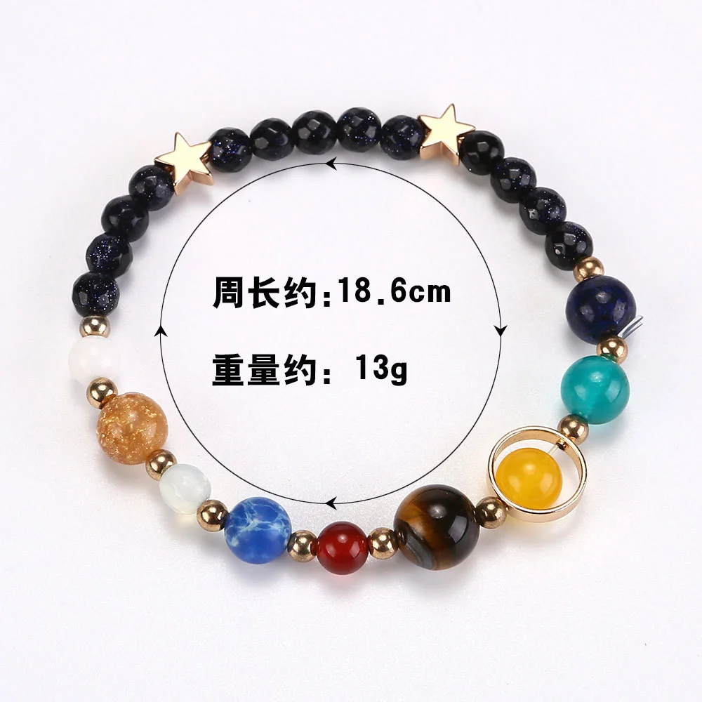Cosmic Solar System Volcanic Stone Eight Planets Star Bracelet