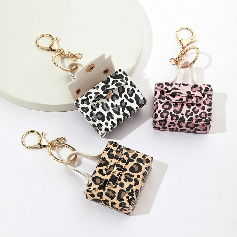 Minimalist Leopard Pu Leather Unisex Bag Pendant Keychain
