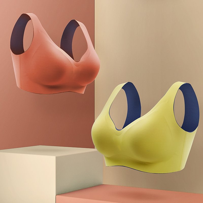 SEAMLESS AND COMFORTABLE GATHERING SHOCKPROOF PAD LATEX BRA