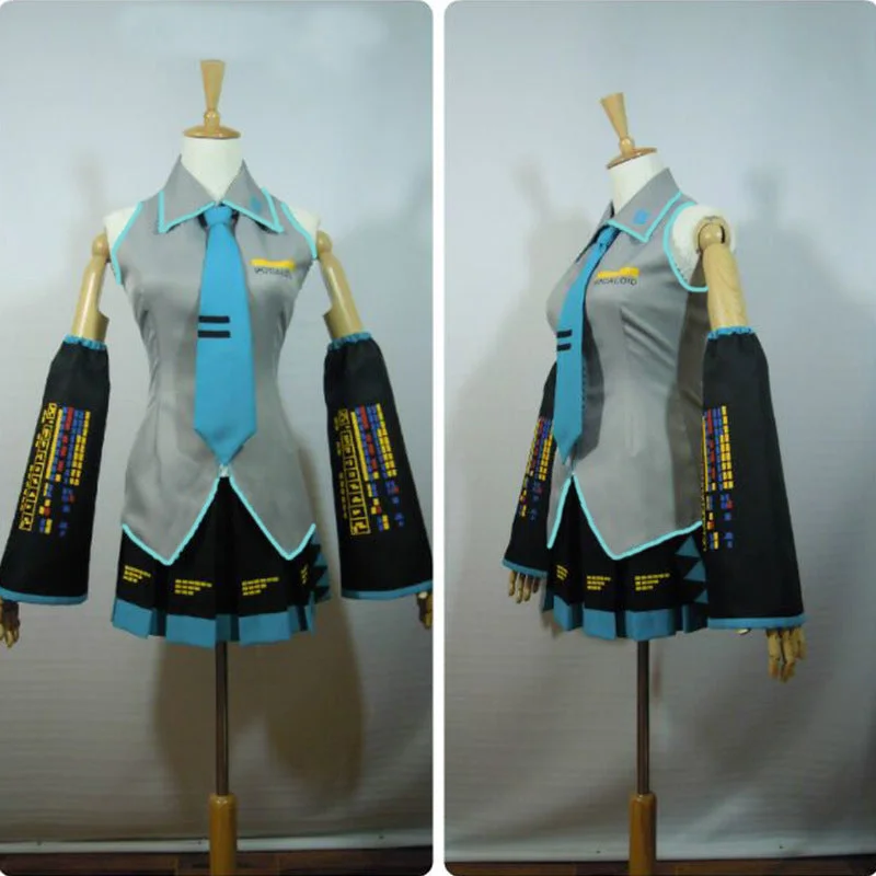 Sexy 5 Piece Cartoon Hatsune Miku Cosplay Outfit-elleschic