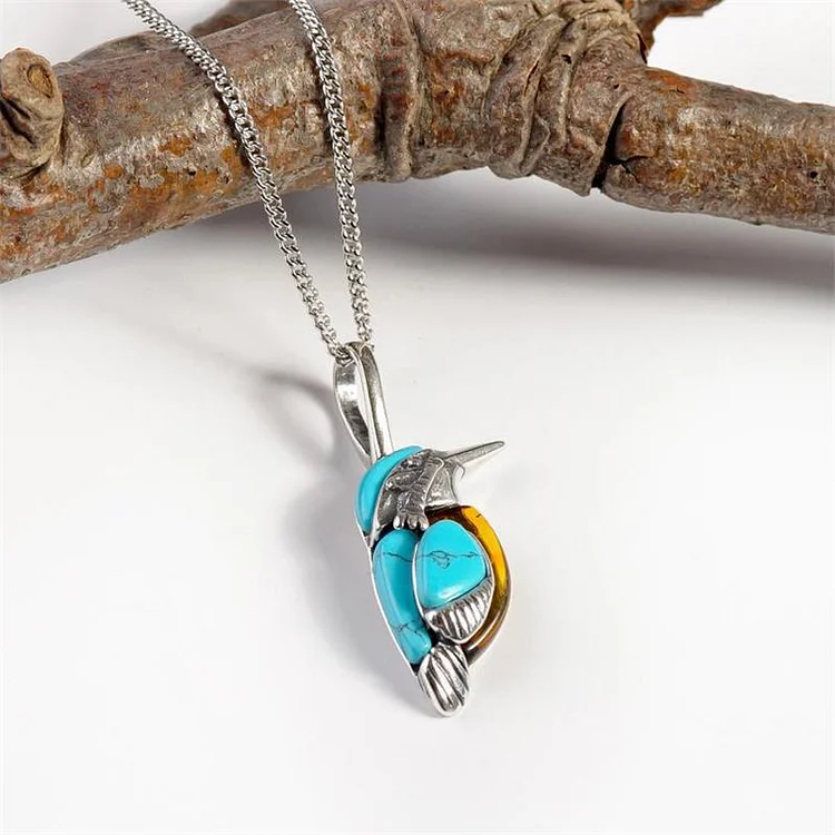 925 Nature Style Turquoise Bird Necklace