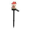 Solar Fairy-Tale Mushroom Cottage Garden Light Auto On/Off Mushroom House Statue Lawn Lights Weather-Proof Resin Mushrooms Ground Decor Lights for Yard Patio Pathway Lawn Flower Bed