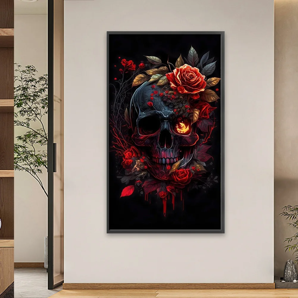 Diamond Painting - Full Round Drill - Rose Skull(Canvas|40*70cm)