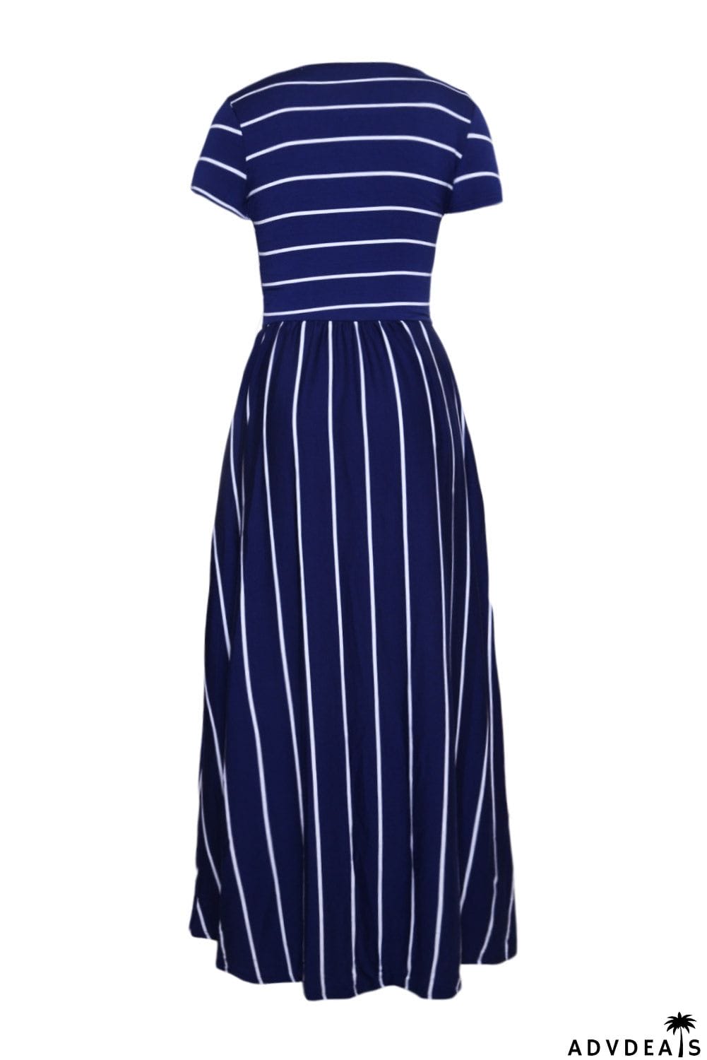 Striped Black Short Sleeve Maxi Dress