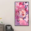 Diamond Painting -DIY Round Partial AB Drill Pink Butterfly Girl(45x75cm)