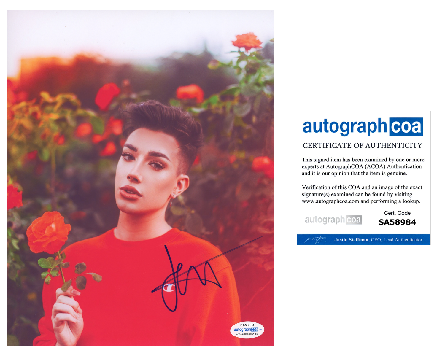 James Charles Signed Autographed 8x10 Photo Poster painting Make-Up Artist ACOA COA