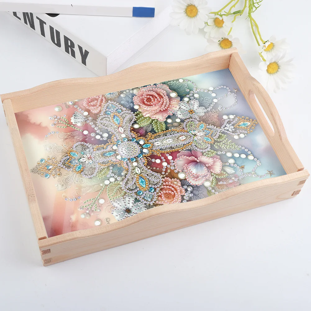 DIY Cross Wooden 5D Diamond Painting Tray Art Craft with Handles for Home Decor