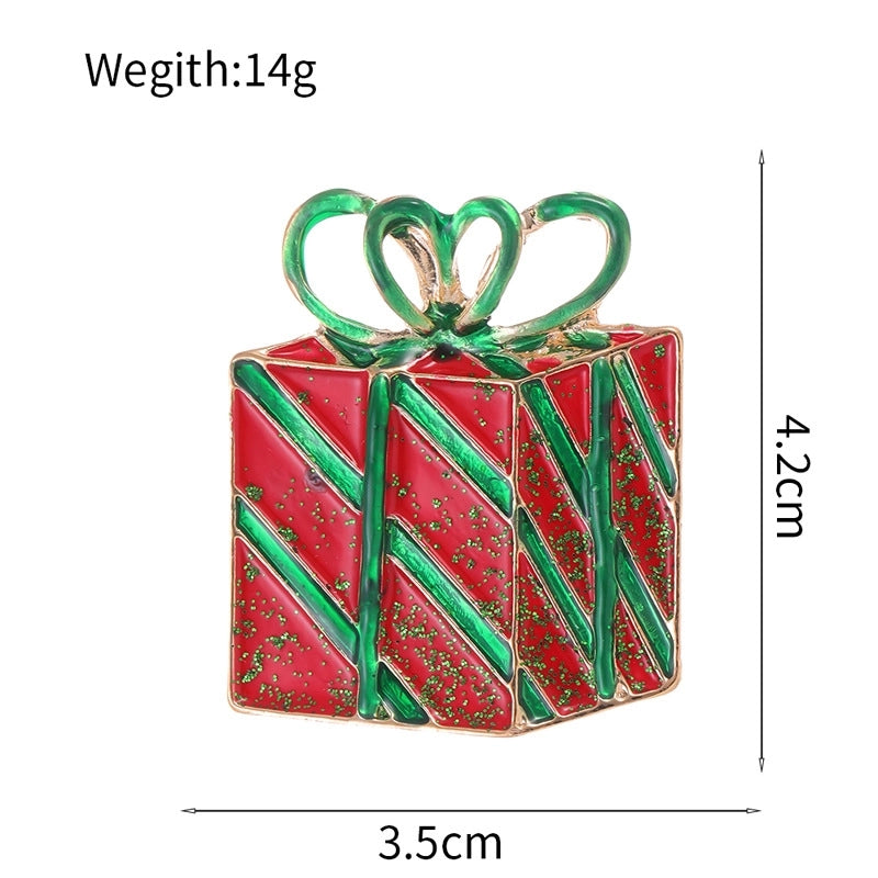 Cute Pin Gift Box Snowman Elk Zinc Alloy Enamel Plating Inlay Rhinestones Unisex Brooches