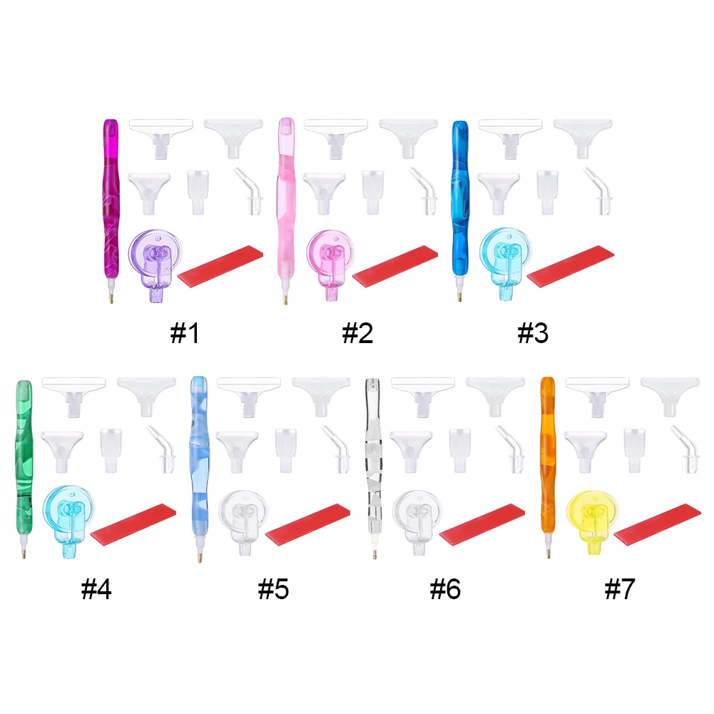 Resin 5D Diamond Painting Pen Kit with 5 Drill Pen Picking Heads and 1 Glue Clay