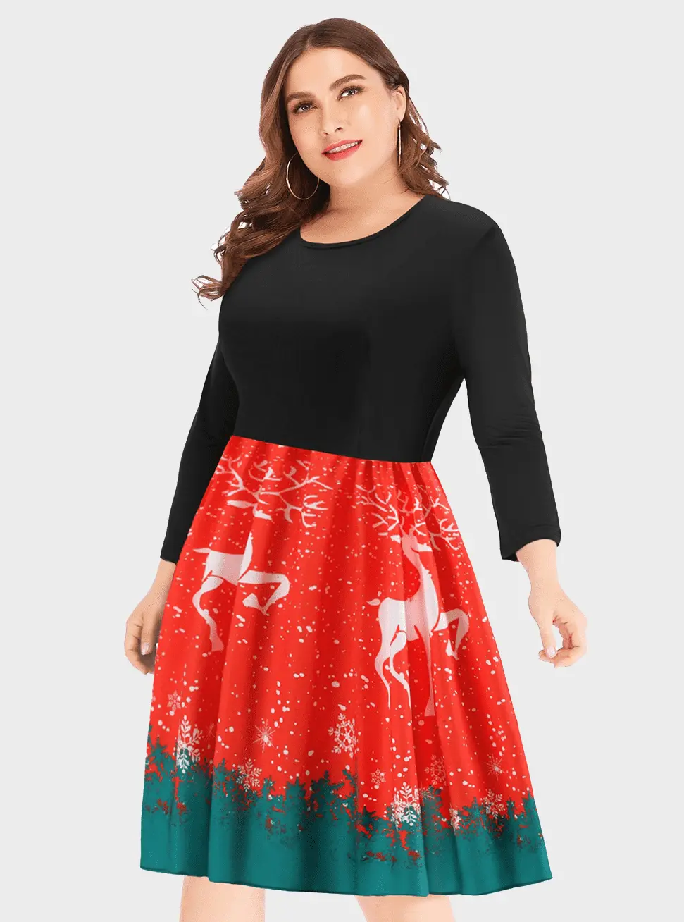  thdmladies Plus Size Round Neck Printed Dress thedmladies