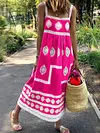 Holiday Style Bohemia Embroidered Split-Joint Maxi Dress