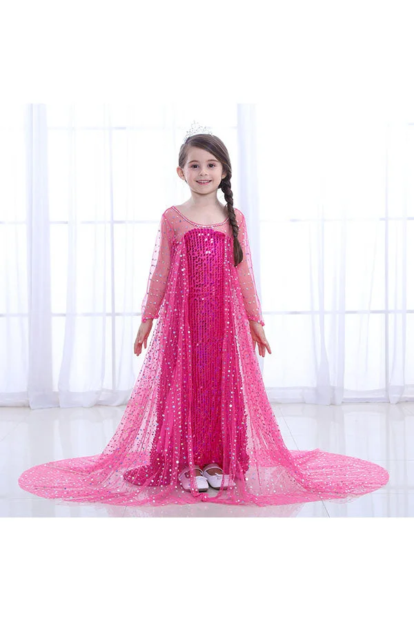Halloween Sweet Fancy Dress Little Girl Frozen Elsa Costume Rose Red-elleschic