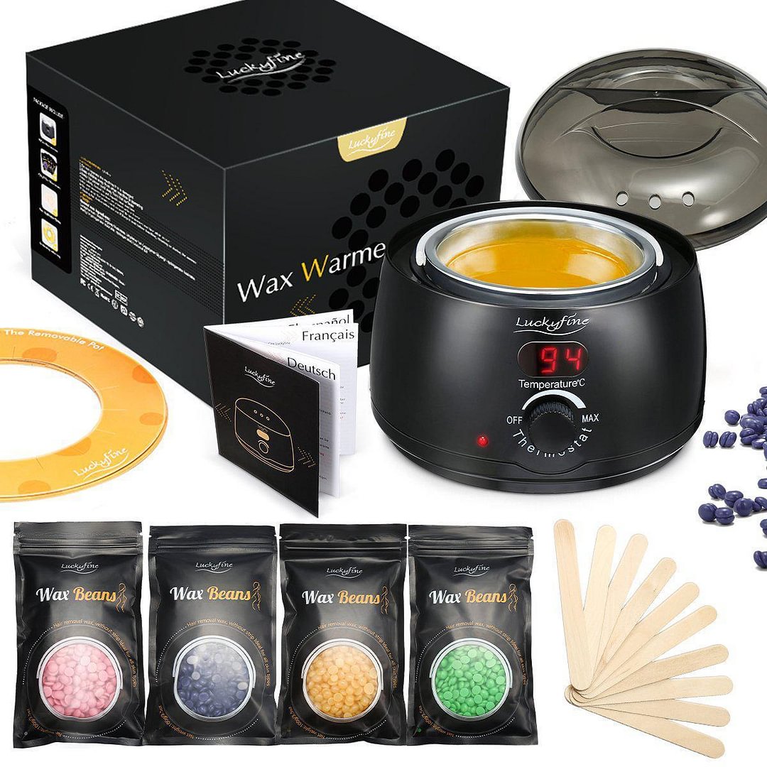 Wax Warmer Hair Removal Kit for Women Men Painless at Home Waxing With 4 Flavor Wax Beans