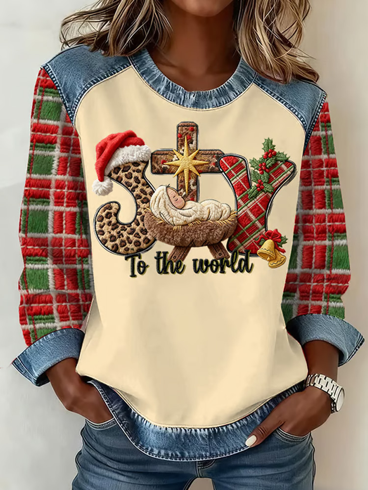 Women's Joy To The World Printed Sweatshirt elevenforest