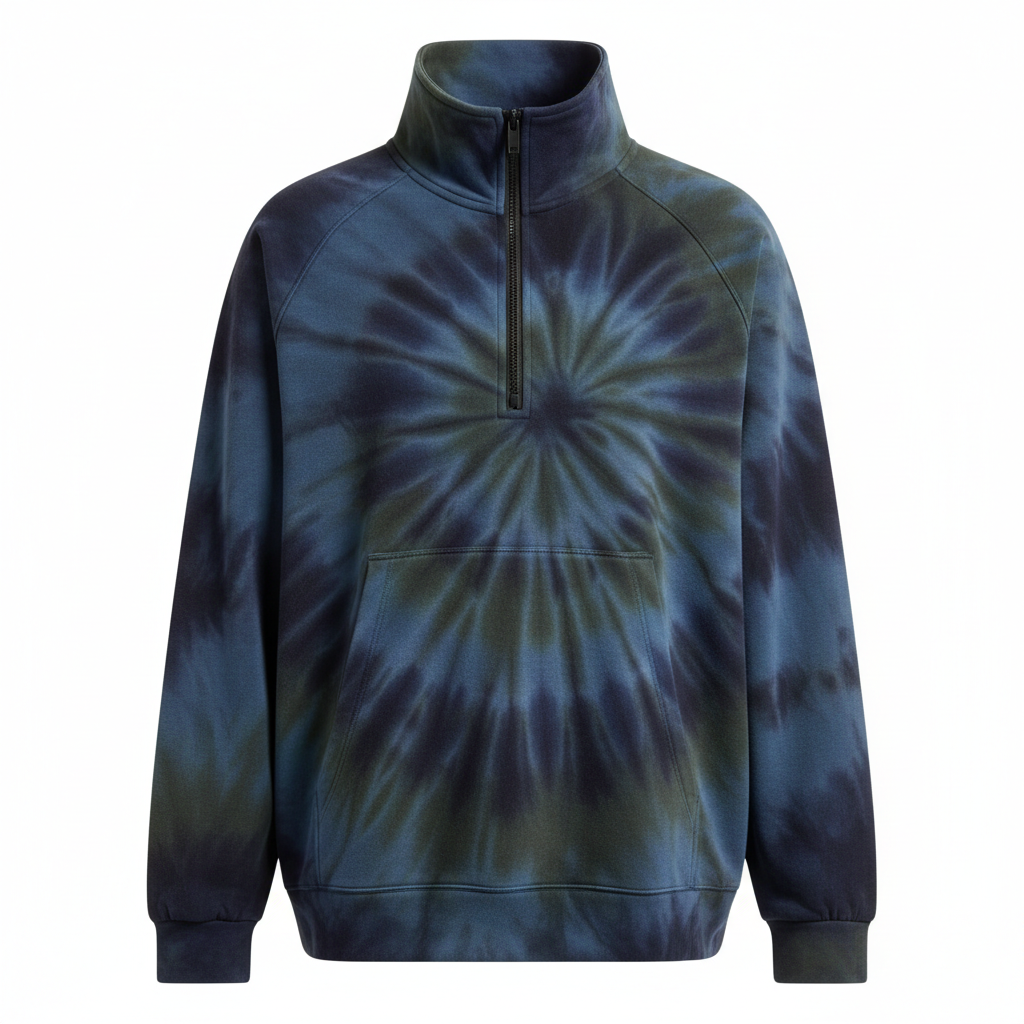 thesupersurf Tie-Dye Half-Zip Sweatshirt with High Neck 