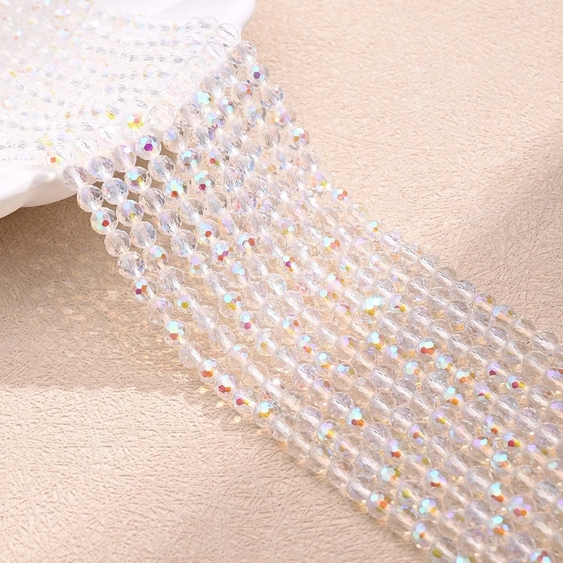 1 Strand/Package Diameter 4mm Hole Under 1mm Glass AB Color Plating Round Polished Beads