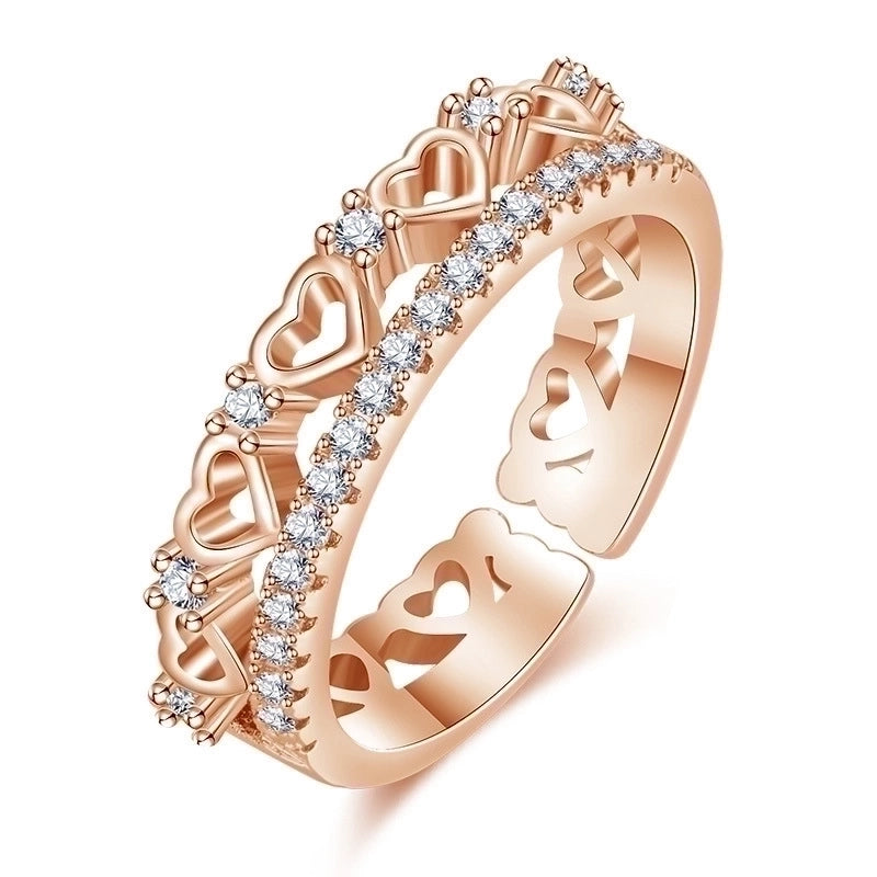 Minimalist Solid Color Copper Plating Inlay Artificial Diamond Rings 1 Piece