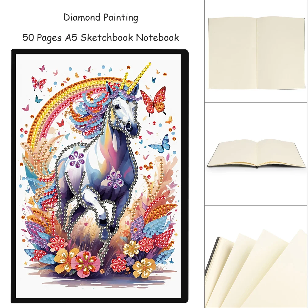 DIY Horse Special Shaped Diamond Painting Diary Book 50 Pages for Adults Kids