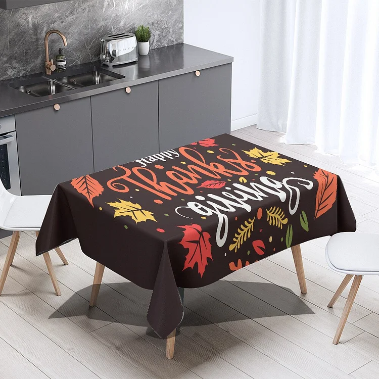 Fall Thanksgiving Pumpkin Maple Leaf Rectangle Tablecloth Kitchen Table Decor Waterproof Table Covers Holiday Party Decorations