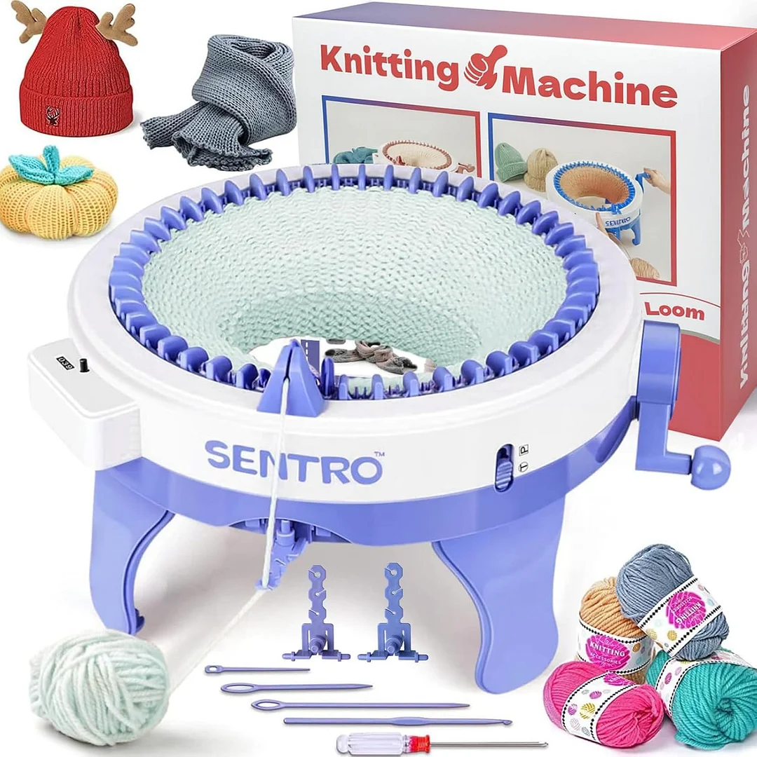 SENTRO Knitting Machine 48 Needles, Smart Knitting Crochet Machine, Double Crocheting Machine Kit,Circle Knit Loom Machine with Row Counter and Hand Crank