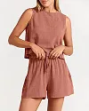 2 Piece Outfits Sets Sleeveless Crop Top Tank Shorts Sets