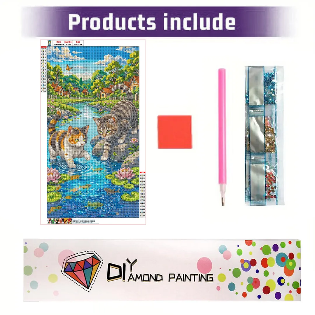 Cat 5D Full Round Drill DIY Diamond Painting Kit for Adults 40x70CM