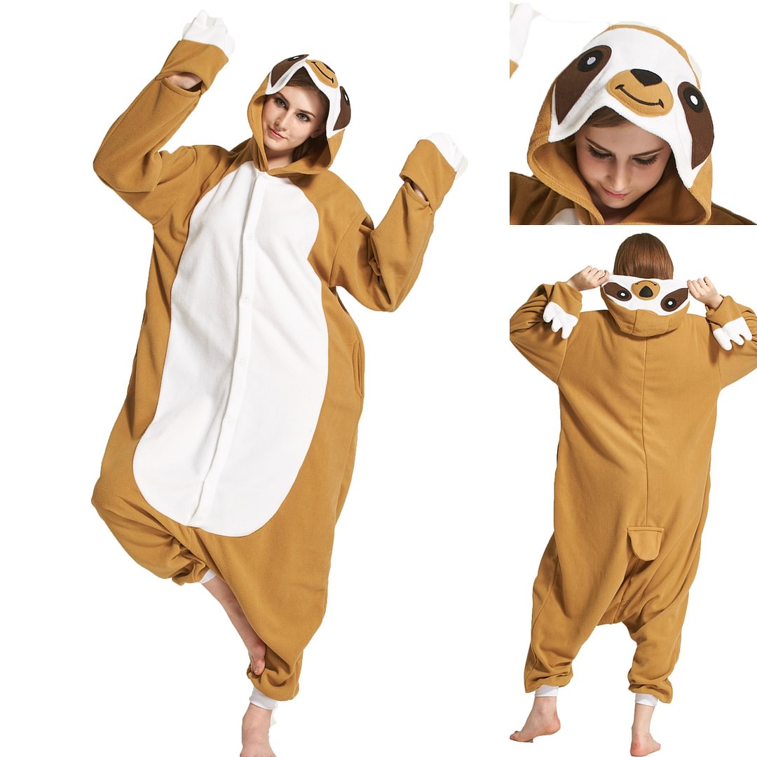 Animal Adult Sloth Onesies Hoodie kigurumi Costume Pajamas-Pajamasbuy