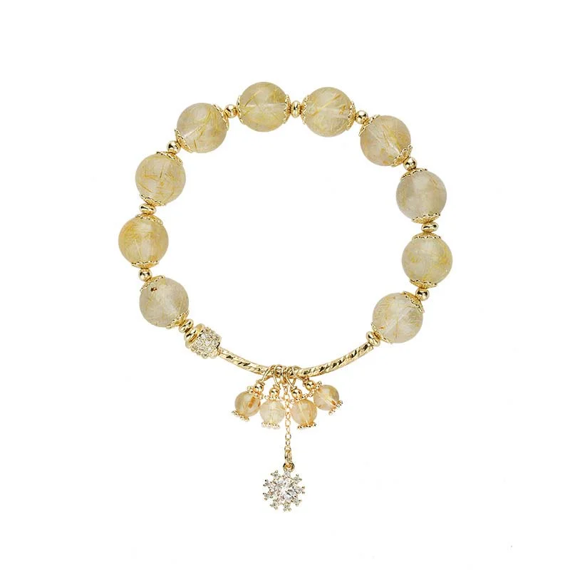 Natural Citrine Happiness Snowflake Charm Bracelet