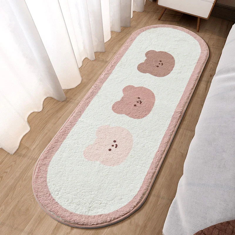 Athvotar Bedroom Long Carpet Super-Density Fluffy Plush Kawaii Bedside Floor Mat Absorbent Non-Slip Bathroom Doormat Area Rugs