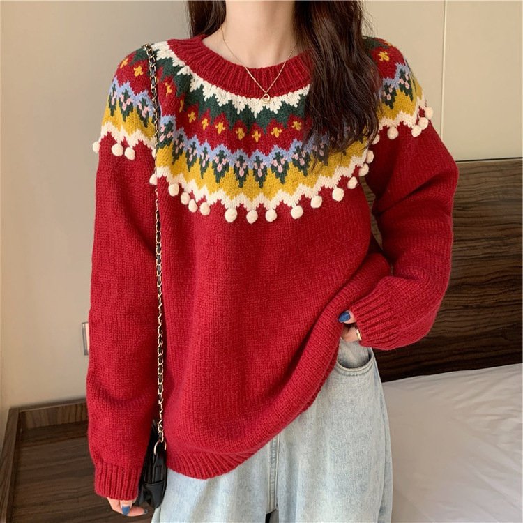 Shift Long Sleeve Geometric Sweater QueenFunky