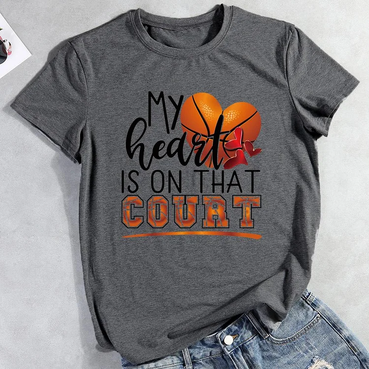 AL™ My heart is on that court basketball  T-Shirt-011642-Annaletters