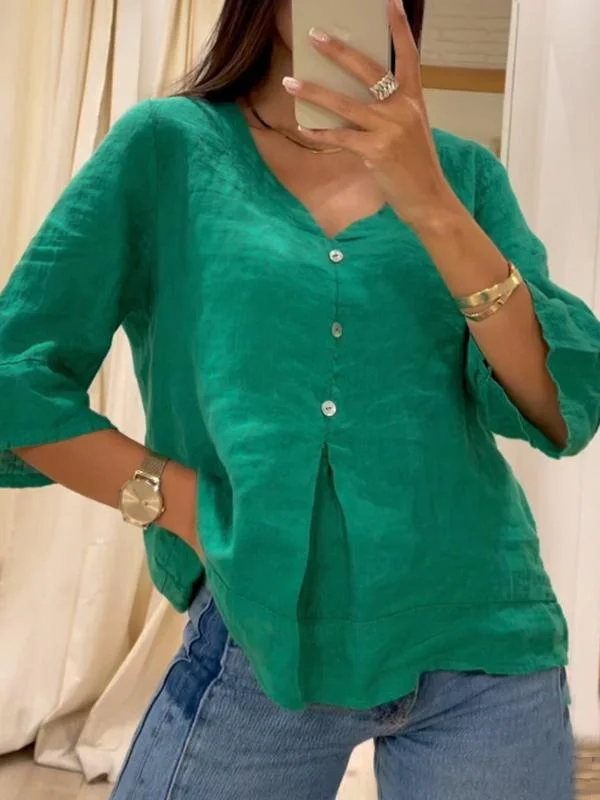 Casual women's cotton and linen tops