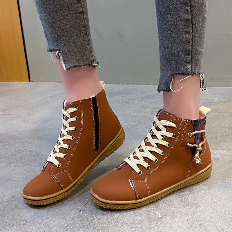 Breakj Breakj New Snow Boots Women's Flat And Martin Boots Zip-Up Cotton Boots Women's Cotton Shoes