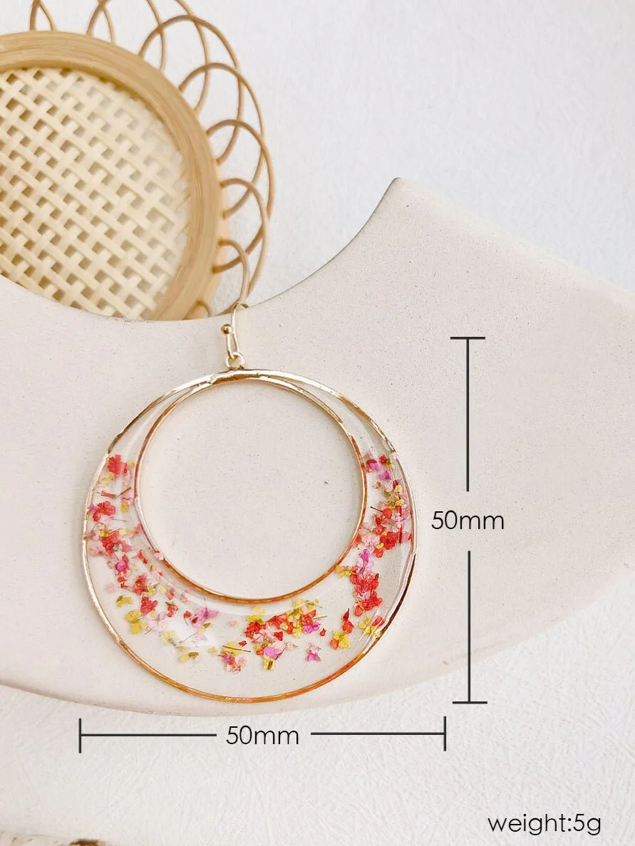 Queen Anne Lace Dried Flowers Large Hoop Earrings