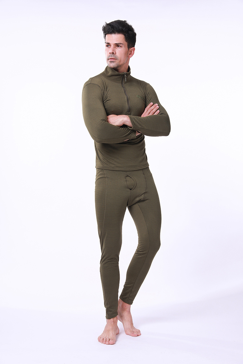 Pure Color Half-Zipper High-Neck Fleece Soft Thermal Underwear Sets Pure Color Half-Zipper High-Neck Fleece Soft Thermal Underwear Sets