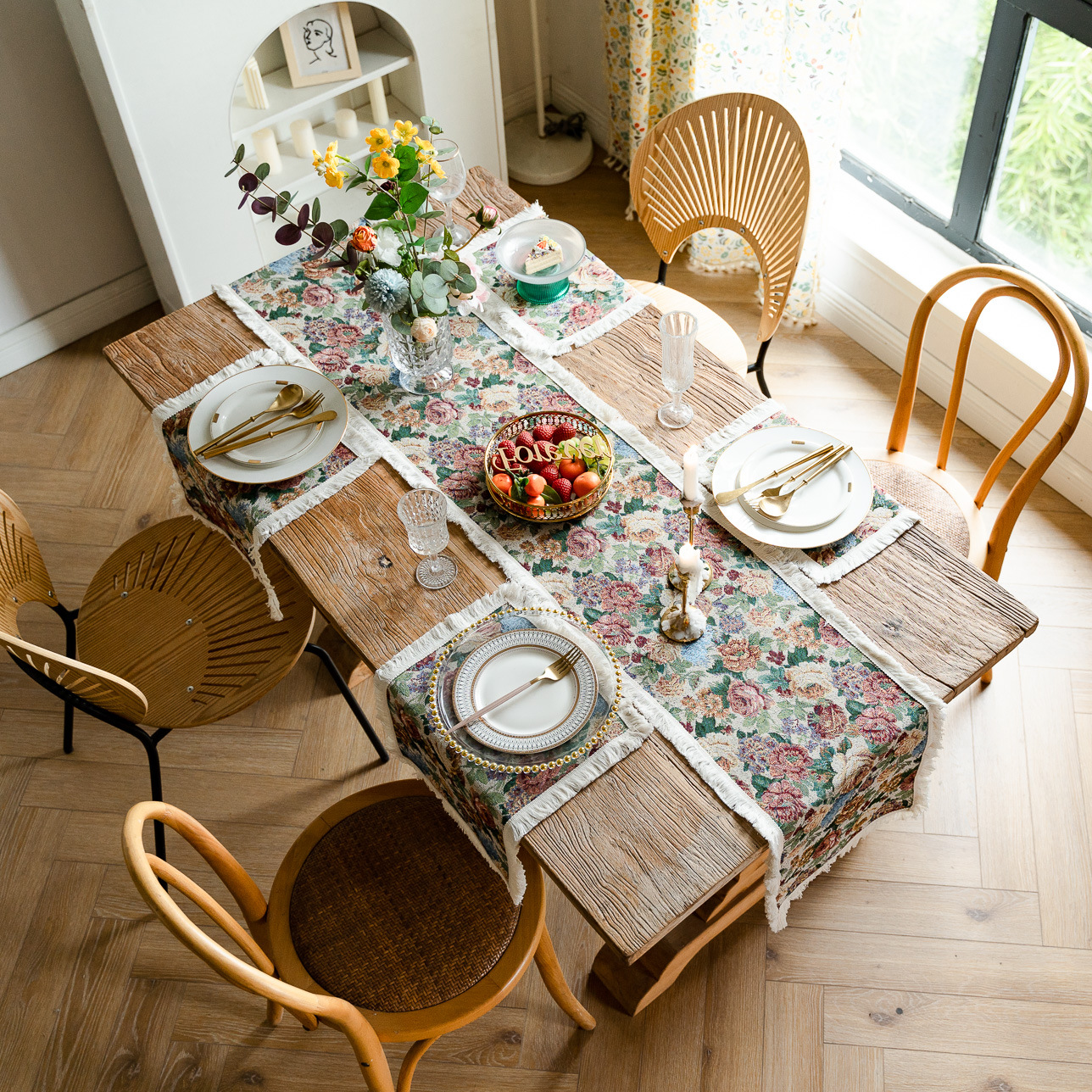 Rotimia Vintage fringed dining room decorative tablecloth