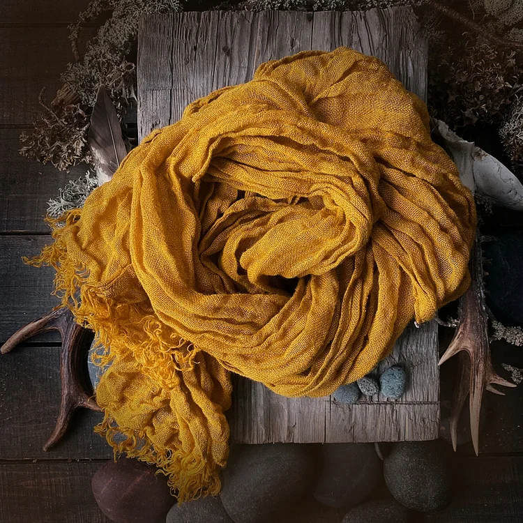 Men's Natural Linen Yellow Scarf