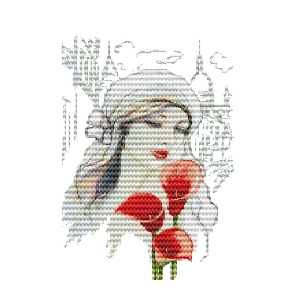 

Beauty and calla lily - 14CT Stamped Cross Stitch - 45*31cm, 501 Original