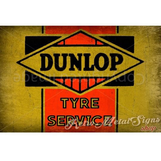 Service de pneus Dunlop - Enseigne Vintage Métallique/enseignes en bois - 20*30cm/30*40cm