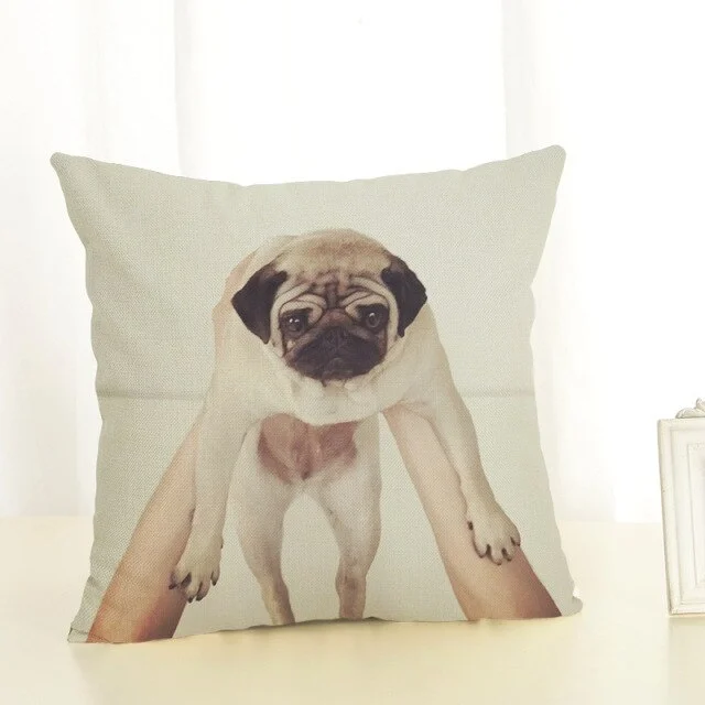 Linen Pillow Case - Creative Pug Dog Painting