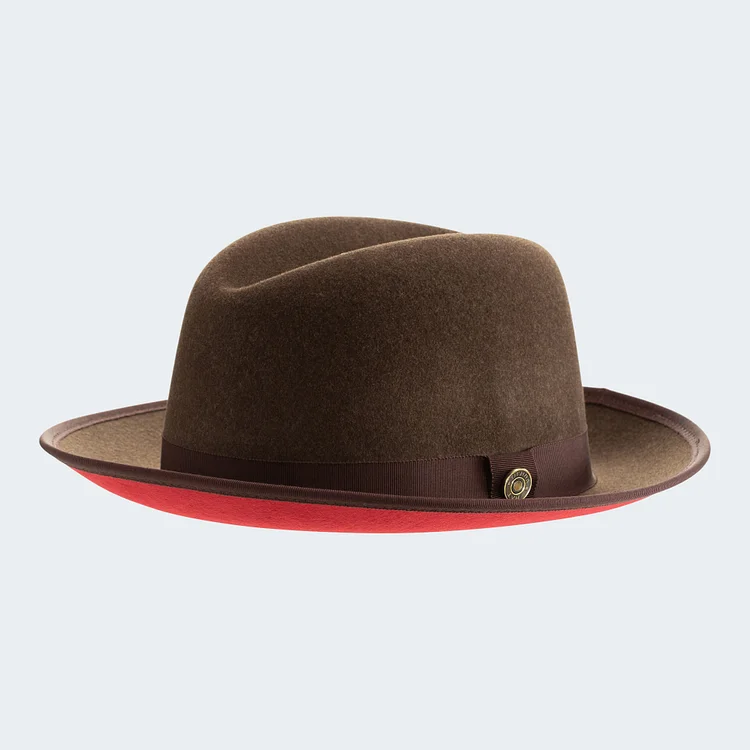 Classic Center-creased Fedora-King (Cocoa Brown)