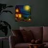 Full Round Drill Framed Light Up Diamond Painting Kits, LED Glowing Wall Art Decor for Home Bedroom Holiday Gifts