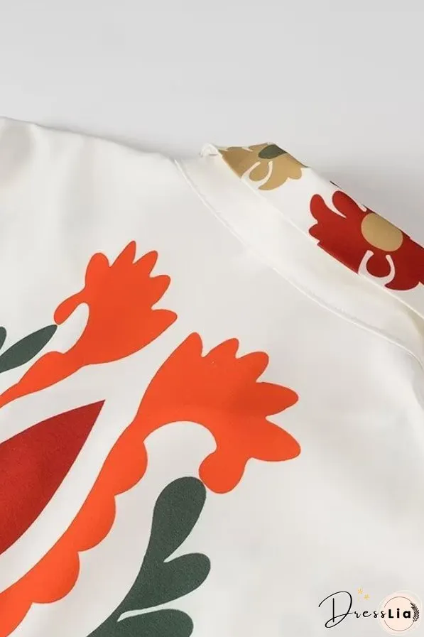 Positioning Plant Leaf Print Long Dress