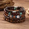 Unisex Vintage Beach Surf Multilayer Wooden Bead Set Bohemian Style Bracelet by Inlyline