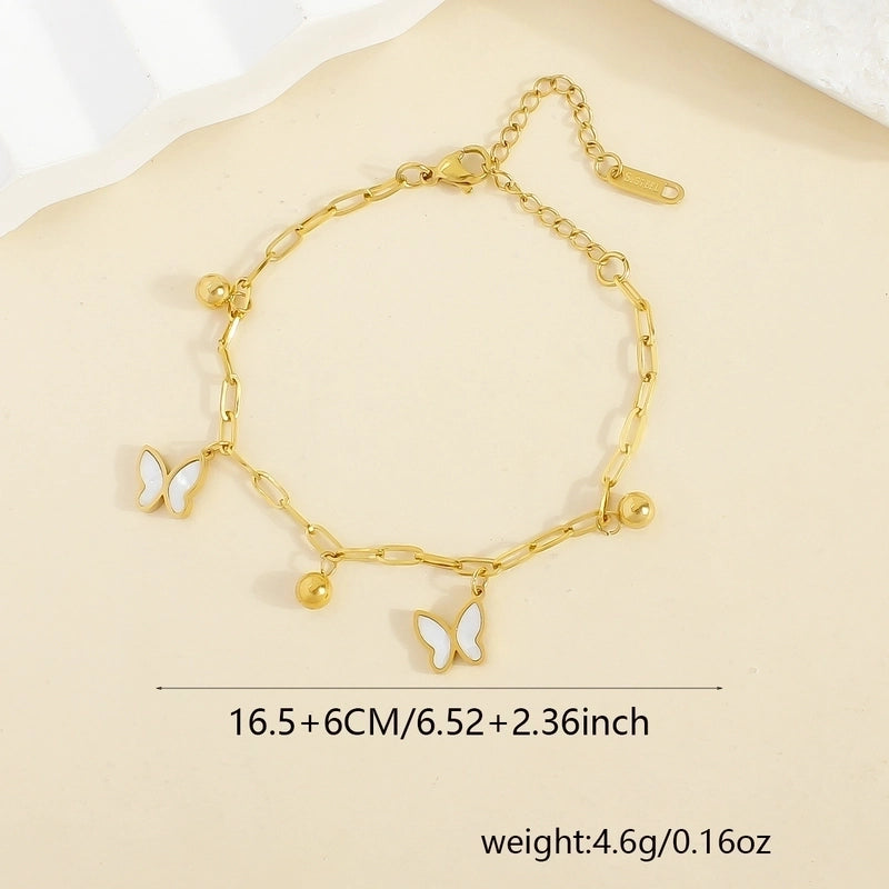 Casual Elegant Minimalist Butterfly 304 Stainless Steel 18K Gold Plated Shell Bracelets In Bulk