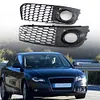 1 Pair Car Front Grill Mesh Front Fog Light Hoods Cover for Audi A4 B8 2008-2012